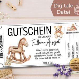Voucher voor time-outsjabloon voor ouders om af te drukken | Cadeaubon oppas naar ontwerp | Vouchersjabloon voor ouders met kleine kinderen