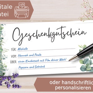 Gutschein Vorlage universal blanko Gutschein zum Ausdrucken Eukalyptus