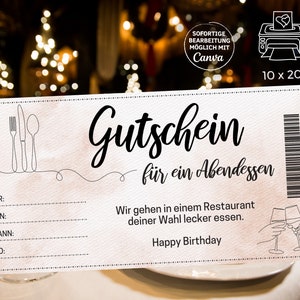 Eating out voucher template to print at home Voucher dinner Voucher restaurant visit to design gift card image 2