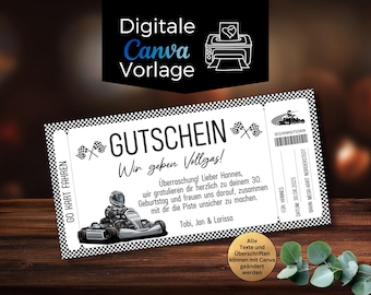 Go-karting voucher template | Printable go-karting voucher | Customizable voucher | Gift voucher/experience voucher