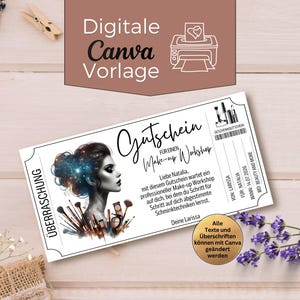 Gutschein Make-up Workshop | Digitale Canva Vorlage zum Ausdrucken | Beauty Gutschein für Frauen | Geschenkgutschein Schminkkurs & Styling