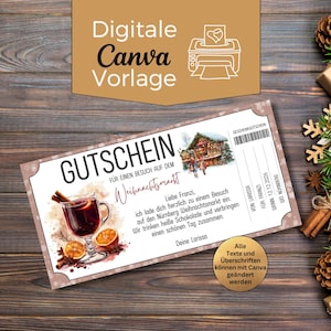 Voucher for a Christmas market visit and mulled wine template to print | Gift voucher for punch at the Advent market | Gift idea for a best friend