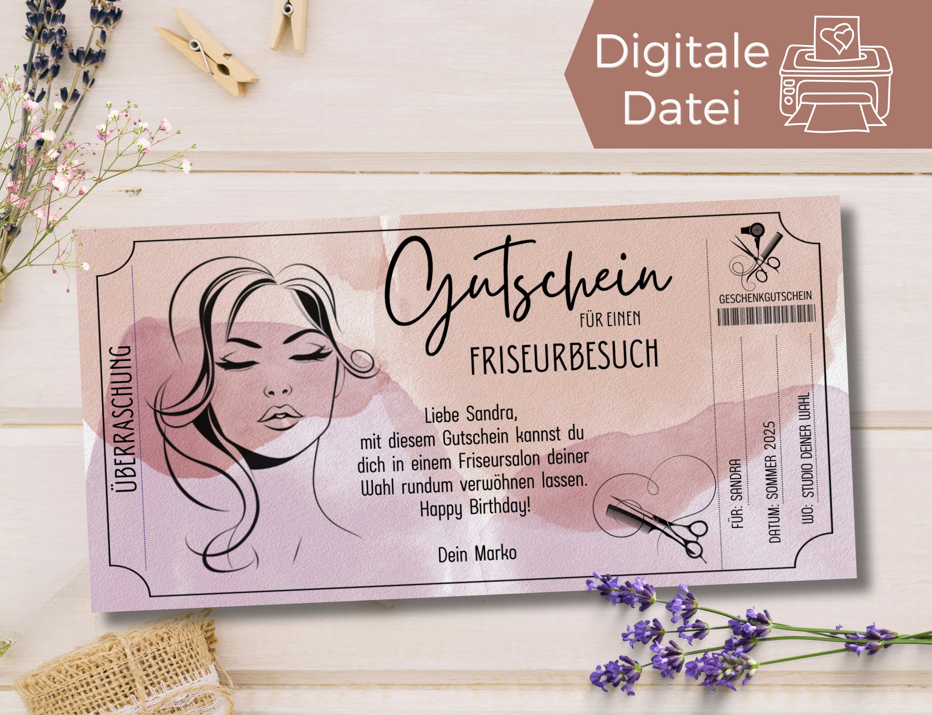 Gutschein Friseur Besuch Vorlage zum Ausdrucken Friseurgutschein