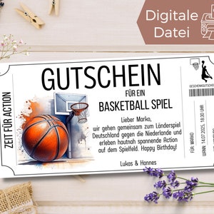 Gutschein Basketball Spiel Vorlage zum Ausdrucken | Digitaler Geschenkgutschein | Basketball Turnier verschenken | Geschenkidee Ballsport