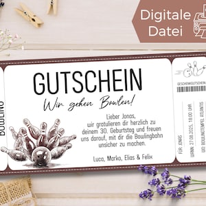 Gutschein Bowlen gehen Vorlage zum Ausdrucken | Gutschein Bowling | Gutschein zum Gestalten | Geschenkgutschein Bowlingabend