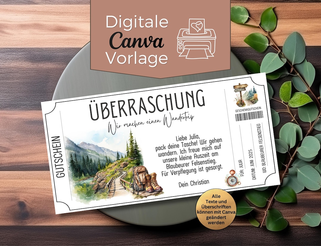 Voucher Template for Hiking | Voucher Template for Mountain Excursions ...
