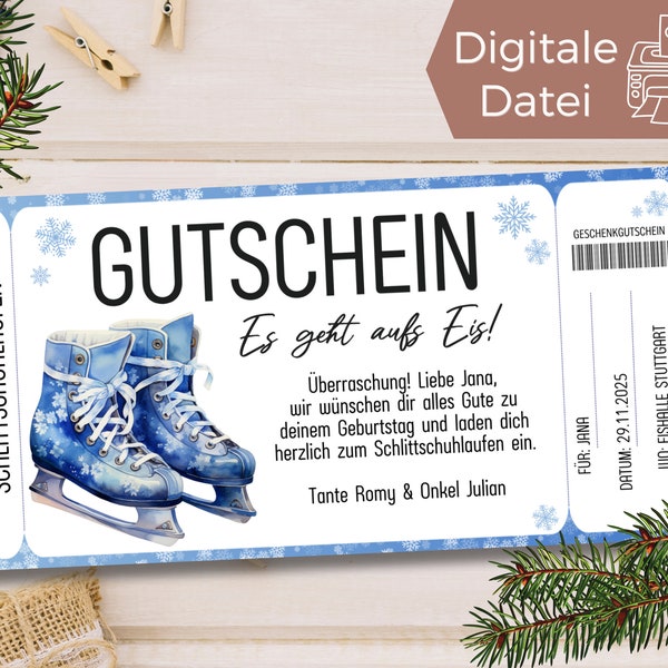 Voucher Ice Skating Template | Ice skating rink voucher to print out | Voucher to design | gift card