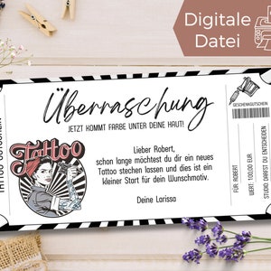 Tattoo voucher template | Tattoo voucher to print | Voucher for tattooing | Tattoo voucher to design | Gift voucher