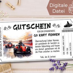 Modèle de bon de conduite de karting à imprimer | Modèle de coupon de course de kart | Chèque cadeau chèque expérience piste de karting pour hommes