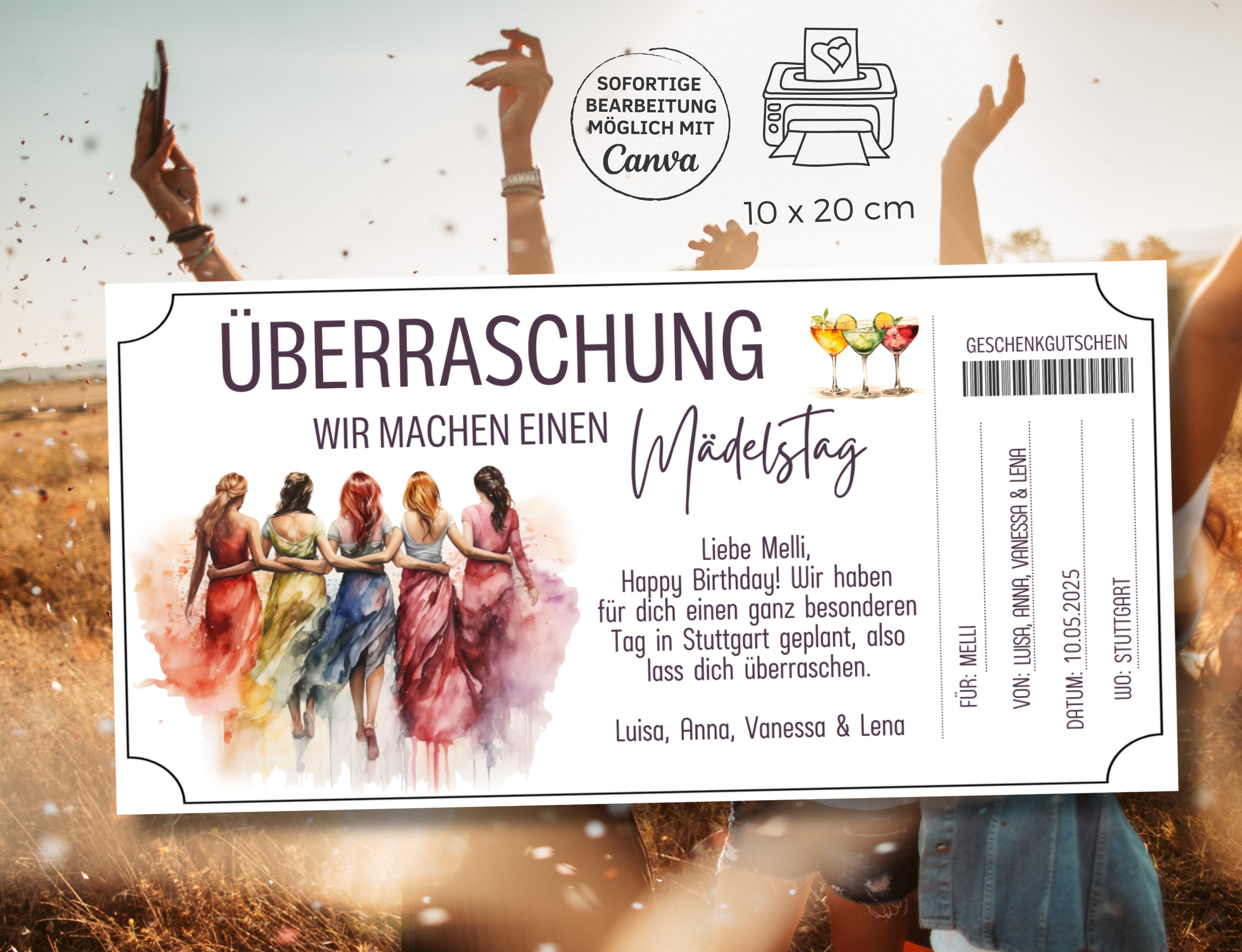 Gutschein gemeinsame Zeit beste Freundinnen Vorlage Gutschein