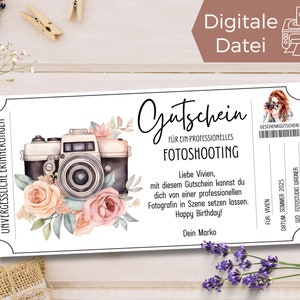 Voucher photo shoot template | Voucher to print out | Gift idea unforgettable memory | Gift voucher for shooting photographer