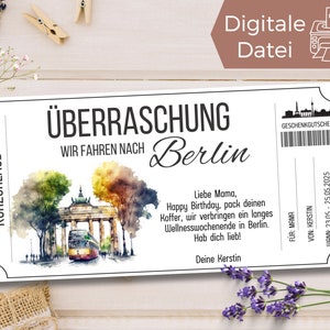 Reisegutschein Berlin | Gutschein Vorlage für einen Kurzurlaub | Gutschein zum Ausdrucken | Geschenkgutschein Urlaub Städtetrip