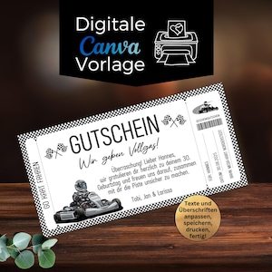 ゴーカートのバウチャーテンプレート | 印刷用カートバウチャー | デザイン用バウチャー | ギフトバウチャー体験バウチャー