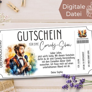 Gutschein Comedy Show Vorlage | Gutscheinvorlage Stand Up Comedian zum Ausdrucken | Geschenkgutschein zum Gestalten | Geschenkidee