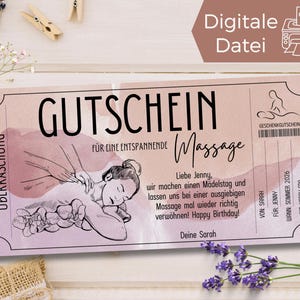 Gutschein Massage Vorlage | Gutscheinvorlage Wellness Spa Tag zum Ausdrucken | Geschenkgutschein Ganzkörpermassage | Paarmassage Hot Stone