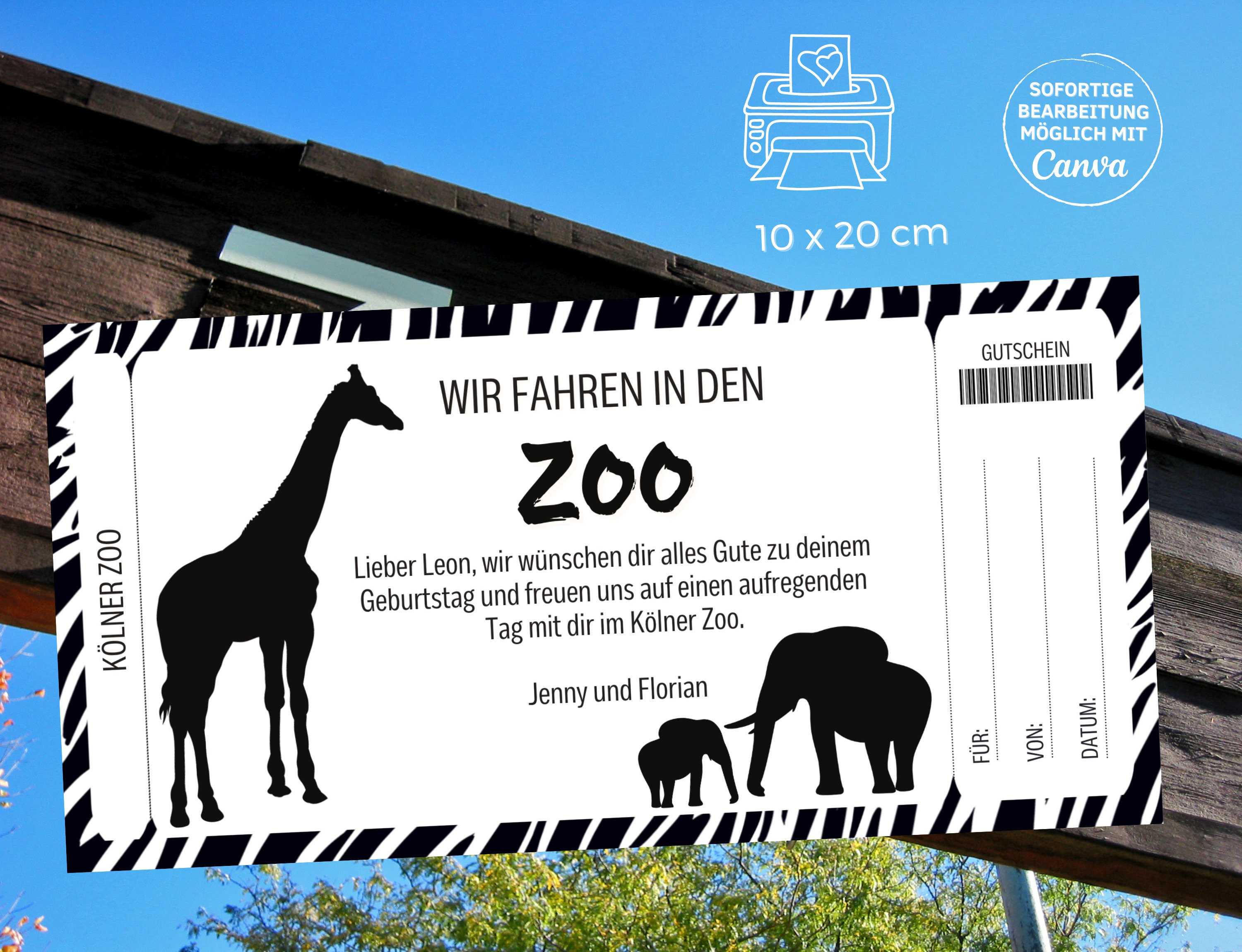 Gutschein Zoobesuch Vorlage Gutschein Ausflug in den Zoo zum Ausdrucken