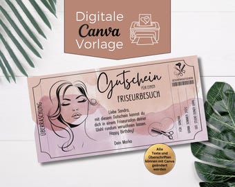 Plantilla de cupón de peluquería para imprimir | Plantilla de cupón de peluquería | Cupón de peluquería para diseñar