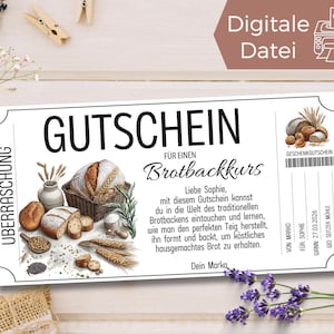 Gutschein Brotbackkurs Vorlage zum Ausdrucken | Gutscheinvorlage für Brotliebhaber | Gutschein Hobby Bäcker Brot backen | Brotback-Kurs