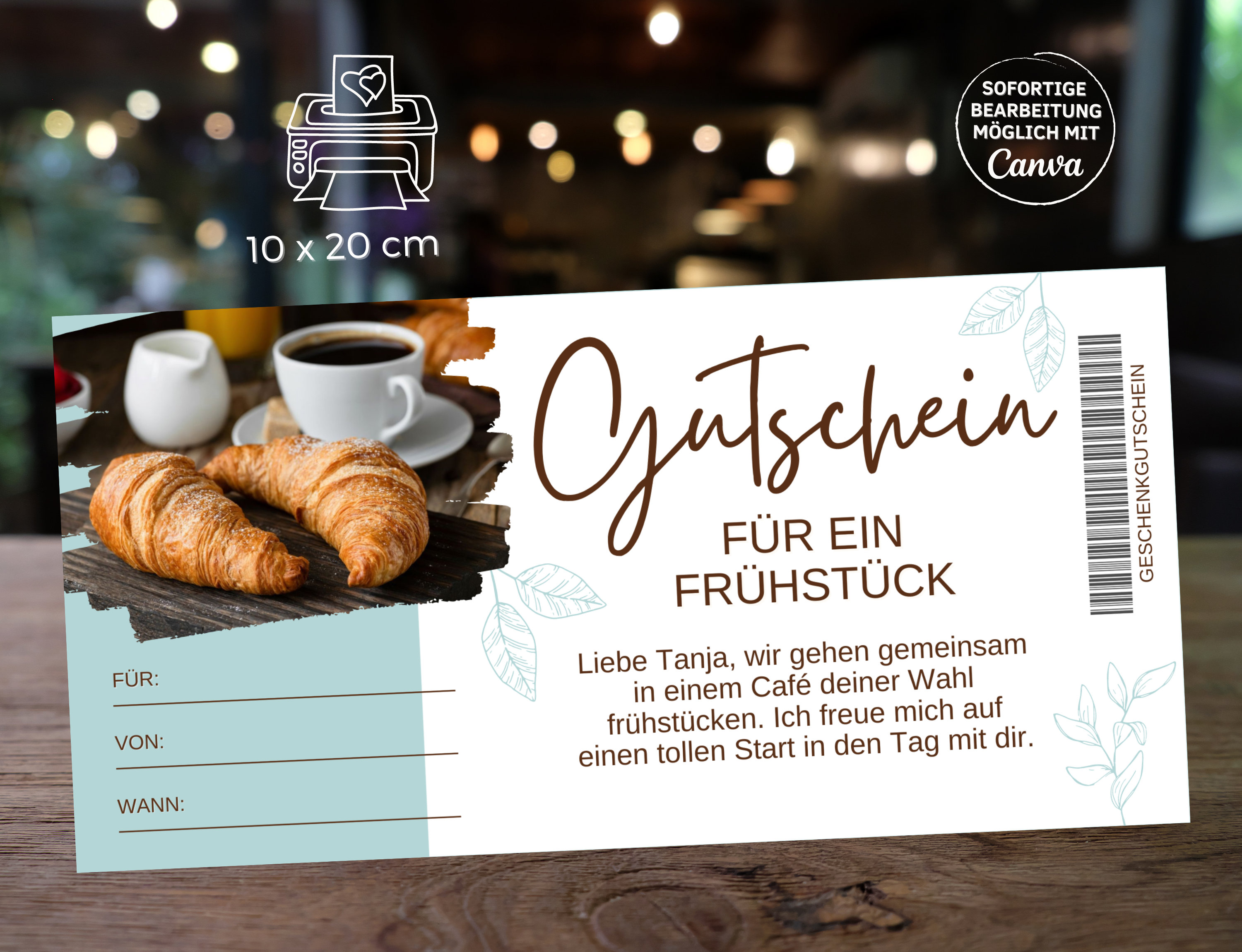 Gutschein Frühstück Vorlage Gutschein Frühstücken zum Ausdrucken