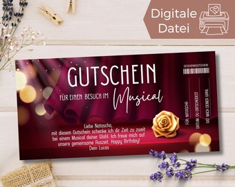 Gutschein Musical Besuch Vorlage | Gutscheinvorlage Oper zum Ausdrucken | Geschenkgutschein Theater zum Gestalten | Geschenkidee