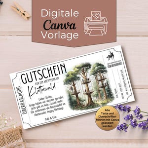 Gift voucher for a climbing park | Printable template | Gift idea for a high ropes course | Gift voucher for a climbing park visit | Climbing adventure in the forest