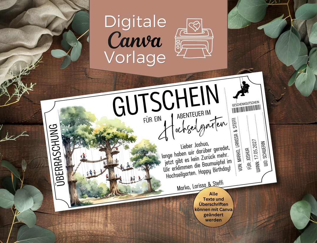Voucher for a High Ropes Course Visit | Canva Template for a Climbing ...