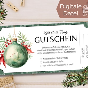 Modèle de cadeau de Noël de bon | Chèque cadeau imprimable | Idée cadeau Options de sélection de Noël | Le temps au lieu des choses