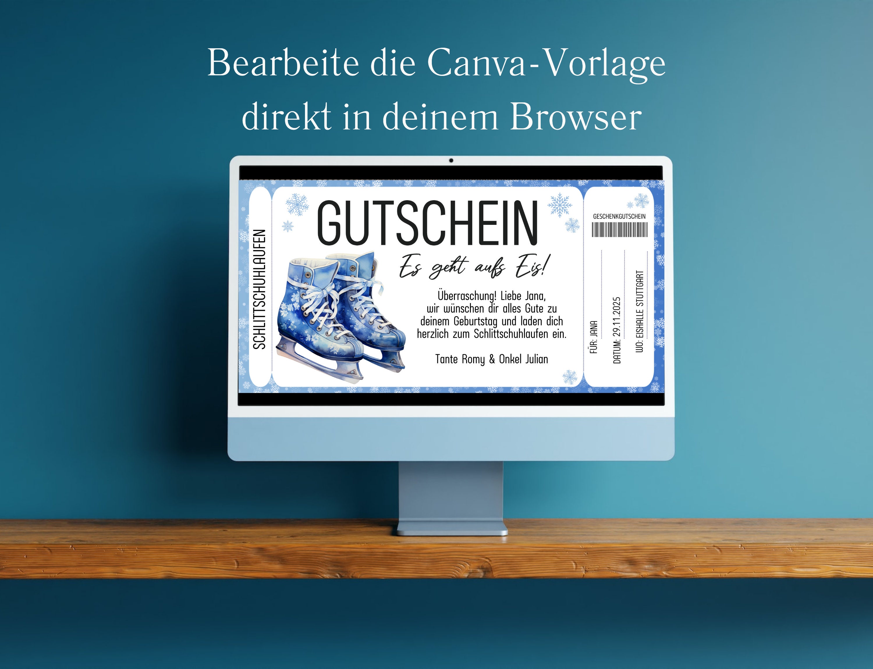 Voucher Ice Skating Template Ice Skating Rink Voucher to - Etsy