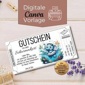 Swimming course voucher | Printable Canva template | Swimming lesson gift idea | Indoor swimming pool gift certificate | Swimming pool