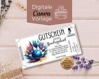 Bowling Night Voucher Template to Print | Go Bowling | Bowling Voucher Template | Gift Voucher for Bowling with Friends