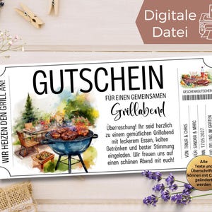 Barbecue-voucher sjabloon om te personaliseren en af te drukken | Uitnodiging voor barbecue | Tijd met vrienden barbecue-avond | Tijd in plaats van spullen