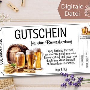 Modèle de bon de dégustation de bière à imprimer | Bon de dégustation de bière à concevoir | Chèque cadeau pour une visite de brasserie
