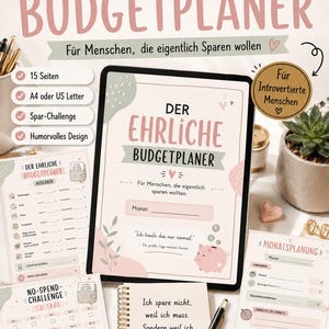 The Honest Budget Planner | Fun Financial Planner | Printable Budget Binder | Budget Tracker PDF | Savings Planner in German | Instant Download