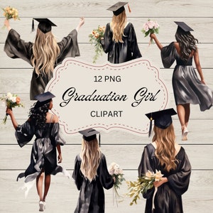 ClipArt ragazza laurea | PNG | sfondo trasparente | uso commerciale | download digitale | clip art | Modelli | Pacchetto di progettazione
