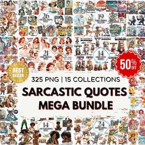 Detti sarcastici |. Mega Bundle |. 325 PNG |. Clip Art Sfondo trasparente | uso commerciale |. download digitale