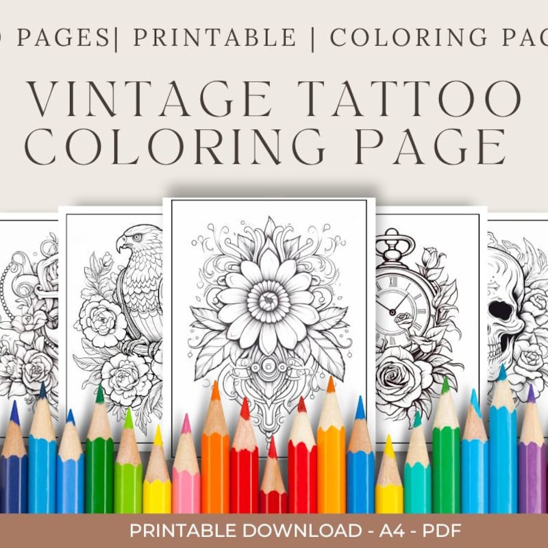 Tattoo Coloring Sheet Etsy