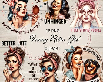 Funny Retro Girl Sublimation Quotes | PNG | Transparent Background | Commercial Use | Digital Download | Clip Art | Design Bundle