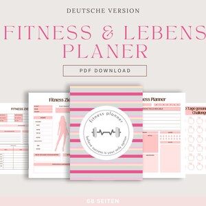 Fitness Planner XL German | Health Planner | Planner | Tracker | Fitness | Canva | Habbit Tracker | Diary | Meal Plan | 68 pages