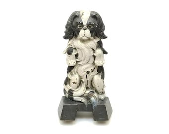 1920s Judd Cast Iron King Charles Cavalier Dog Door Stop, Antique American Metalware
