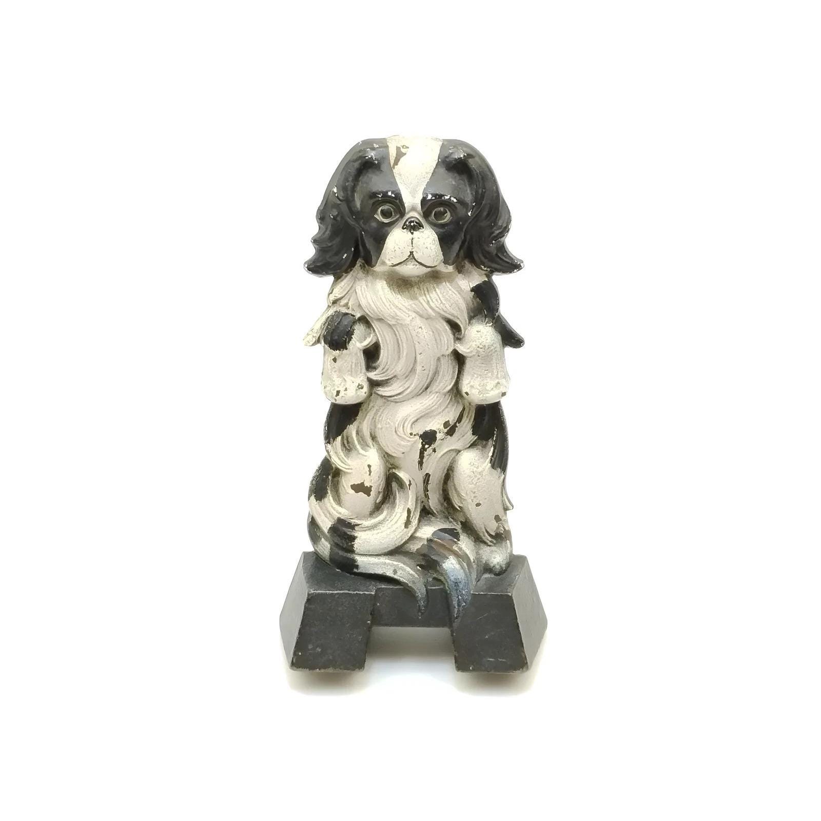 Judd Cast Iron King Charles Cavalier Dog Door Stop, 1920s Folk Art Home Decor