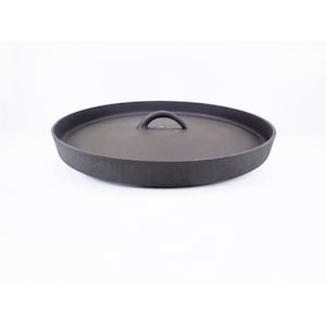 Restaurerat vintage gjutjärnslock till böngryta #4, lock till campingugn (30 cm i diameter)