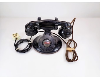 Vintage 1930's Western Electric D1 Oval Base Telephone E1 Handset 4-Prong Plug