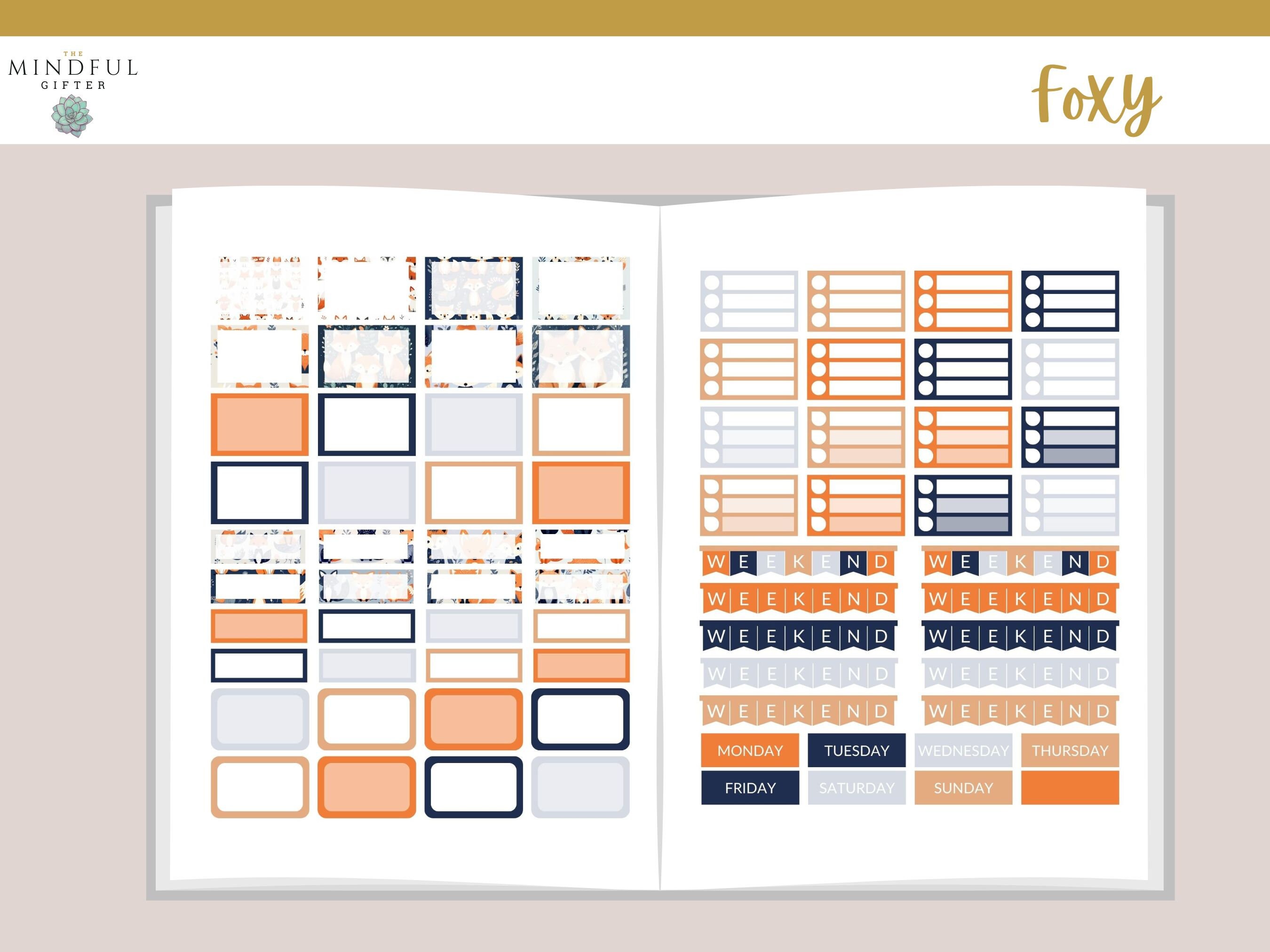 Whimsical Fox Forest Printable Sticker Kit for Erin Condren Weekly ...