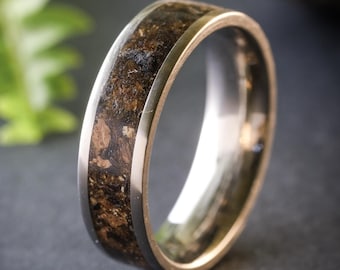 Dinosaur Fossil Ring | Hadrosaur Bone Ring | Titanium Wedding Band | Genuine Fossil Band