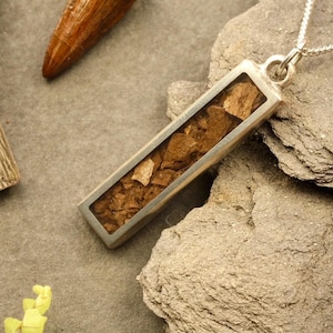 Fossil Pendant Necklace | T-Rex Bone Dinosaur & Silver Chain | Handmade Jewellery for Him or Her | Unique Gift Idea | Birthday | Anniversary