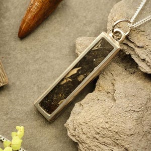 Dinosaur Tooth Necklace | Megalodon Rustic Pendant & Silver Chain | Handmade Jewellery Gift for Him or Her | Birthday | Graduation