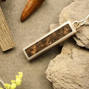 Dinosaur Bone Necklace | Hadrosaur & Rustic Silver Pendant Jewellery | Unique Gift Idea for Him or Her | Birthday | Anniversary | Graduation
