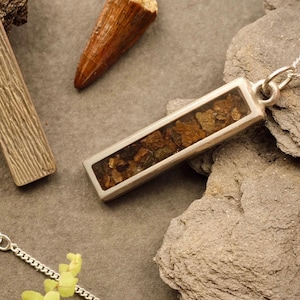 Dinosaur Bone Necklace | Raptor Fossil Rustic Pendant & Silver Chain | Handmade Jewellery for Him / Her | Unique Gift Idea | Birthday