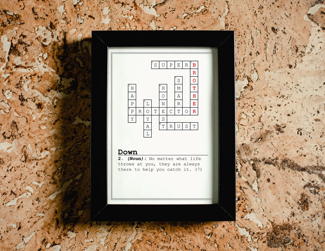 Crossword Puzzle Print for Brother Unique and Thoughtful Gift Etsy