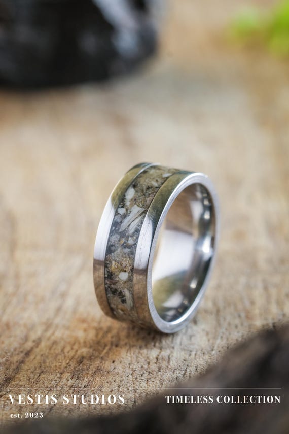 Shark Tooth Fossil Ring | Dinosaur Bone Ring | Polished Stainless Steel Ring